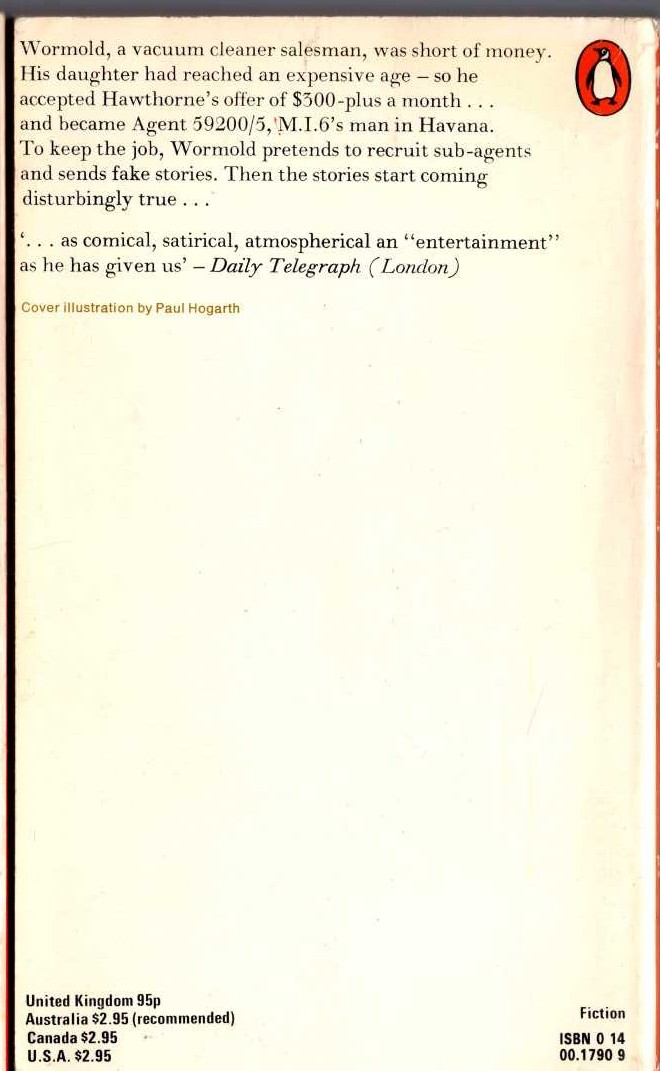 Graham Greene  OUR MAN IN HAVANA magnified rear book cover image