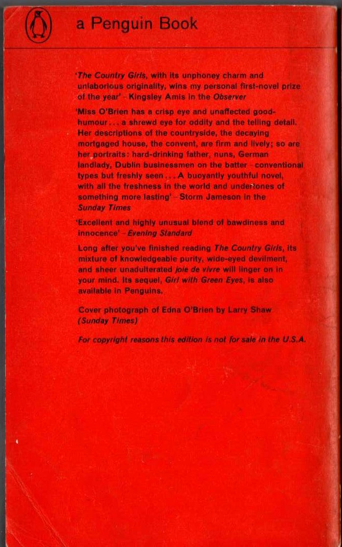 Edna O'Brien  THE COUNTRY GIRLS magnified rear book cover image