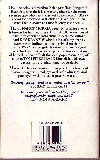 Maeve Binchy  THE LILAC BUS magnified rear book cover image