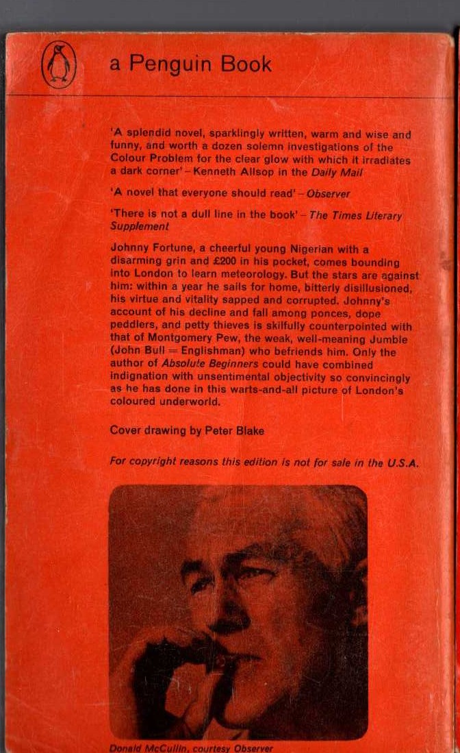 Colin MacInnes  CITY OF SPADES magnified rear book cover image