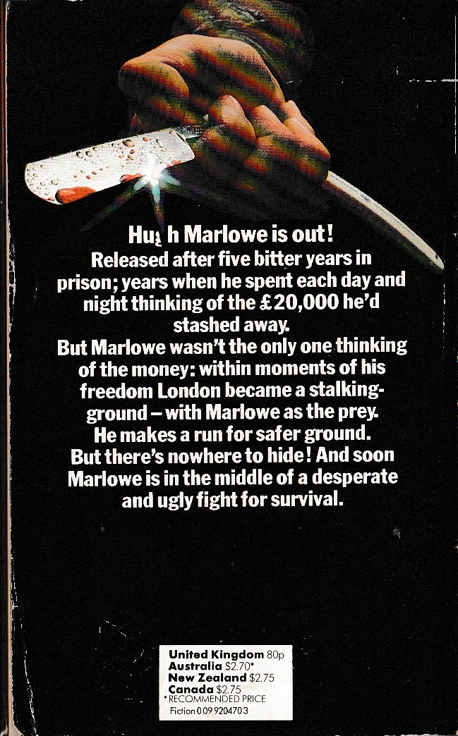 Harry Patterson  THE THOUSAND FACES OF NIGHT magnified rear book cover image