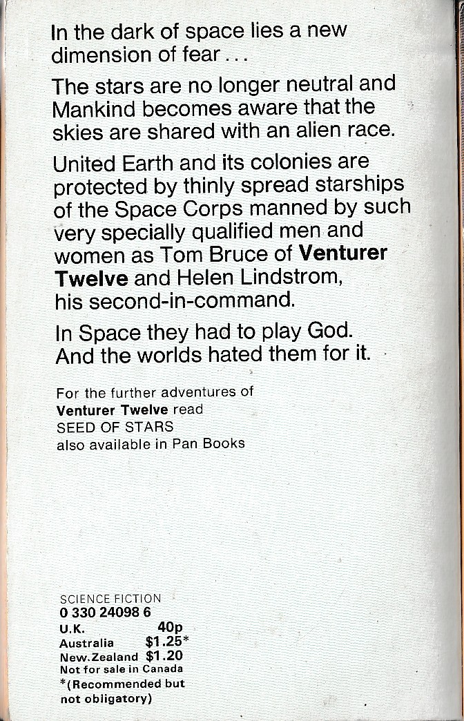 Dan Morgan  A THUNDER OF STARS magnified rear book cover image