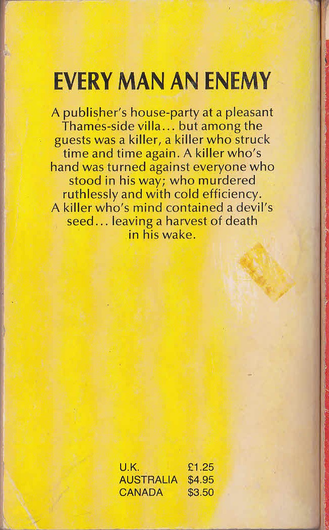 W.Howard Baker  EVERY MAN AN ENEMY magnified rear book cover image