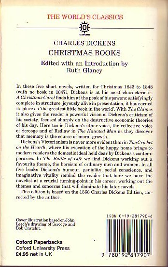 Charles Dickens  CHRISTMAS BOOKS magnified rear book cover image