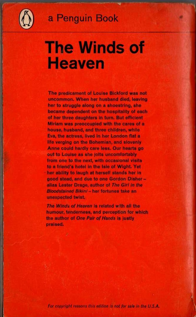 Monica Dickens  THE WINDS OF HEAVEN magnified rear book cover image