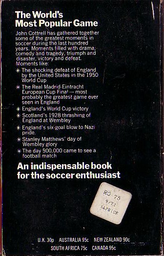 John Cottrell  A CENTURY OF GREAT SOCCER DRAMA magnified rear book cover image