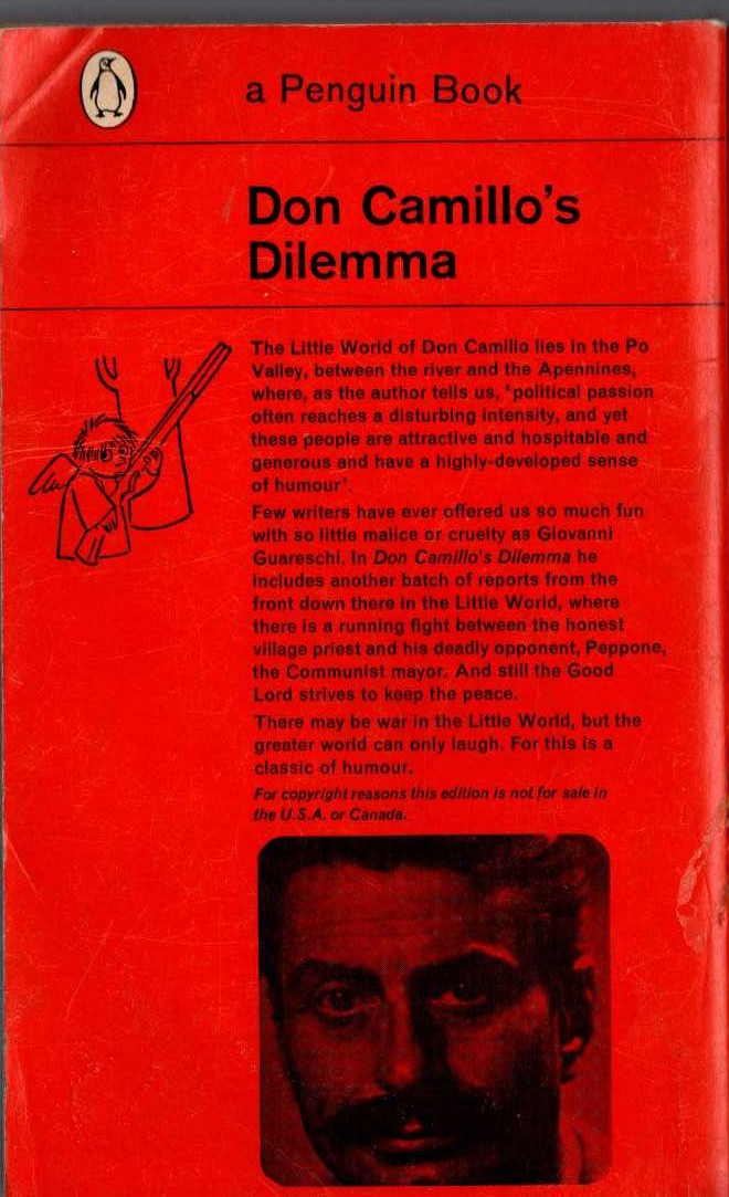 Giovanni Guareschi  DON CAMILLO'S DILEMMA magnified rear book cover image