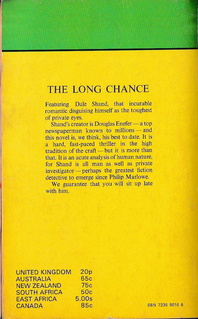 Douglas Enefer  THE LONG CHANCE magnified rear book cover image