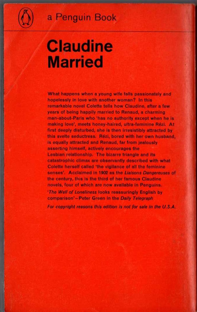 Colette   CLAUDINE MARRIED magnified rear book cover image