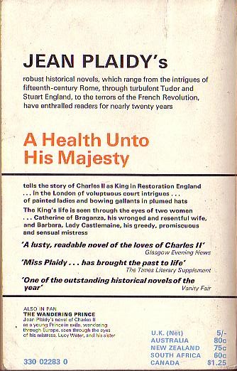 Jean Plaidy  A HEALTH UNTO HIS MAJESTY magnified rear book cover image