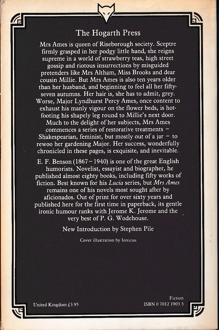 E.F. Benson  MRS AMES magnified rear book cover image