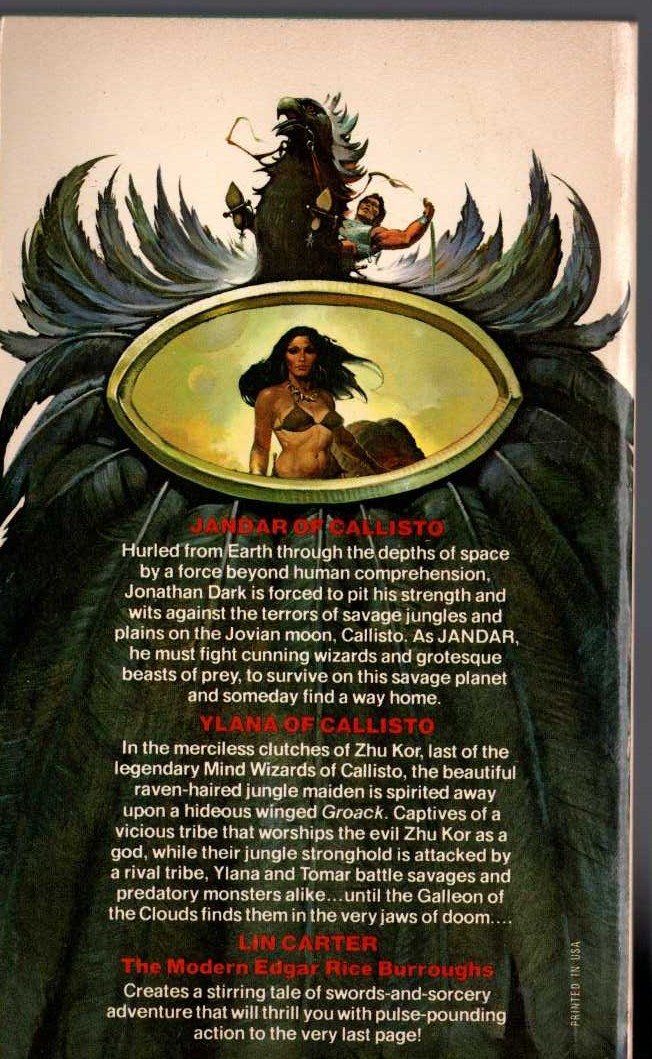 Lin Carter  YLANA OF CALLISTO magnified rear book cover image