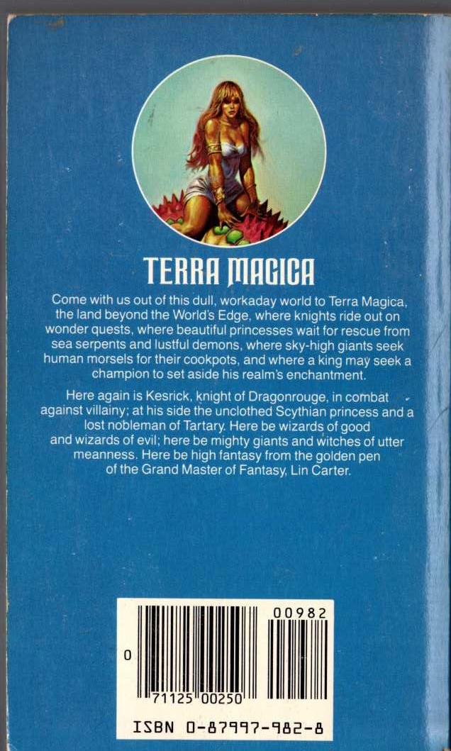 Lin Carter  DRAGONROUGE magnified rear book cover image