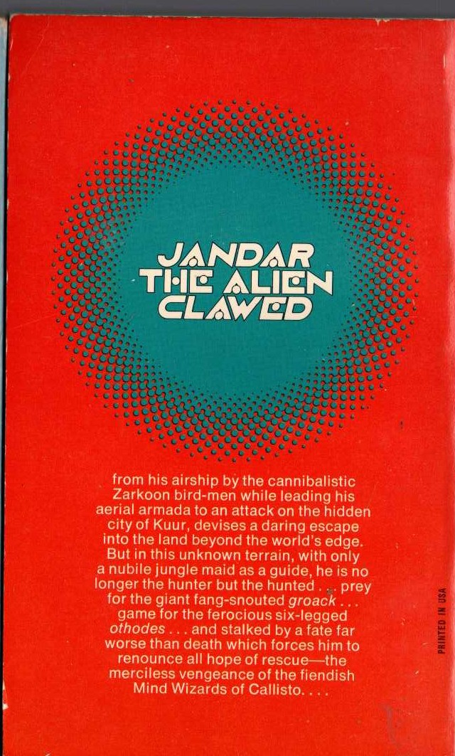 Lin Carter  MIND WIZARDS OF CALLISTO magnified rear book cover image