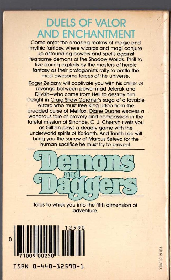 Lin Carter (edits) FLASHING SWORDS #6: DEMONS AND DAGGERS magnified rear book cover image