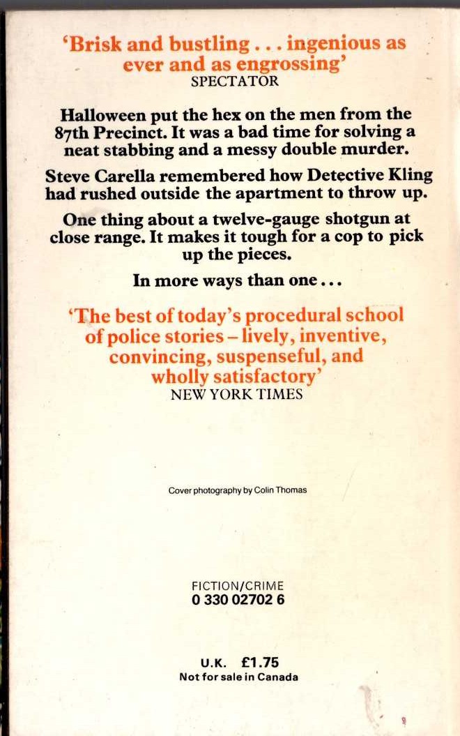 Ed McBain  SHOTGUN magnified rear book cover image