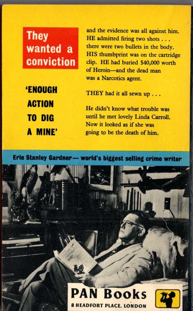 Erle Stanley Gardner  THE CASE OF THE MUSICAL COW magnified rear book cover image