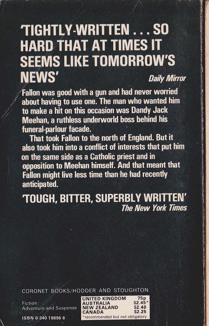 Jack Higgins  A PRAYER FOR THE DYING magnified rear book cover image