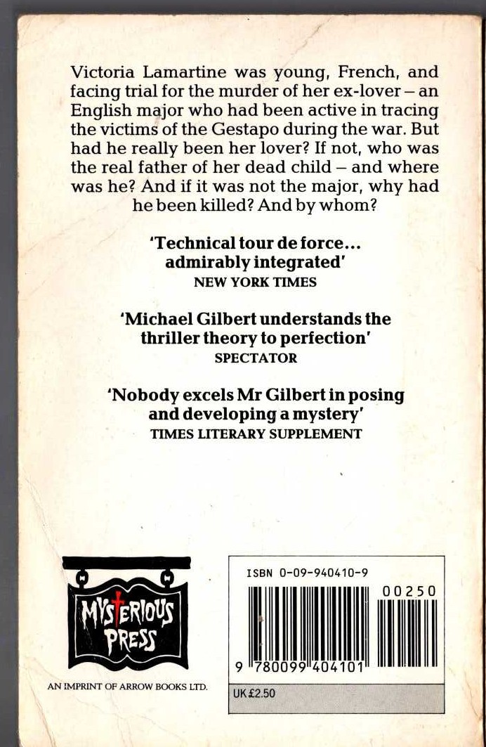 Michael Gilbert  DEATH HAS DEEP ROOTS magnified rear book cover image