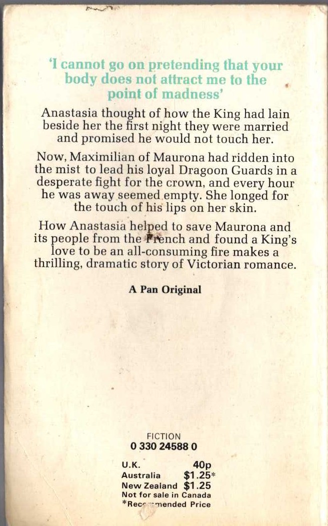 Barbara Cartland  A KISS FOR THE KING magnified rear book cover image