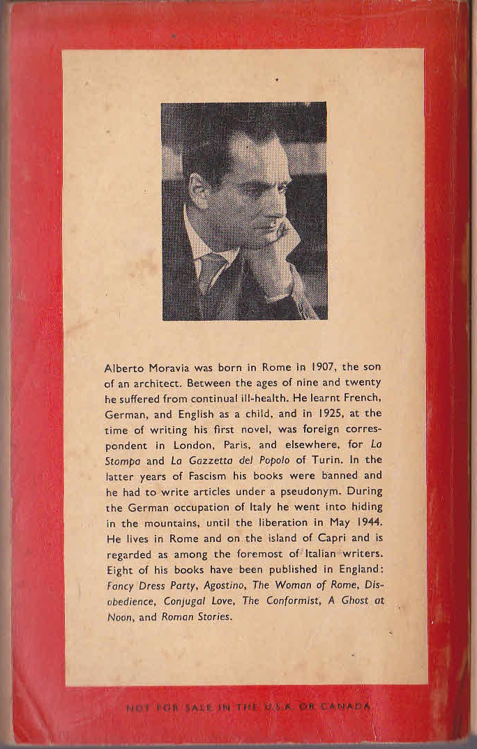 Alberto Moravia  THE WOMAN OF ROME magnified rear book cover image