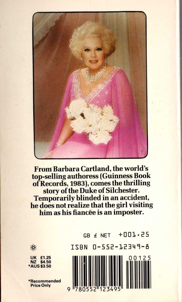 Barbara Cartland  LIGHT OF THE GODS magnified rear book cover image