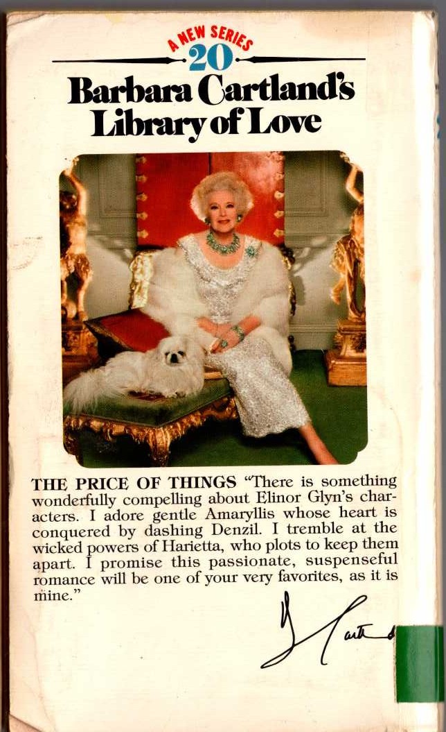 Elinor Glyn  THE PRICE OF THINGS magnified rear book cover image