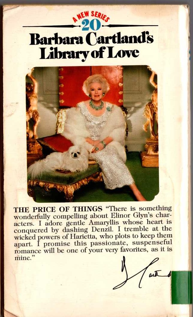Elinor Glyn  THE PRICE OF THINGS magnified rear book cover image