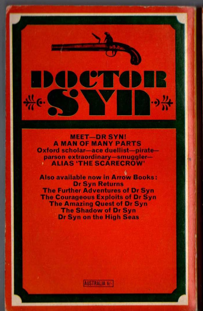 Russell Thorndike  DOCTOR SYN magnified rear book cover image