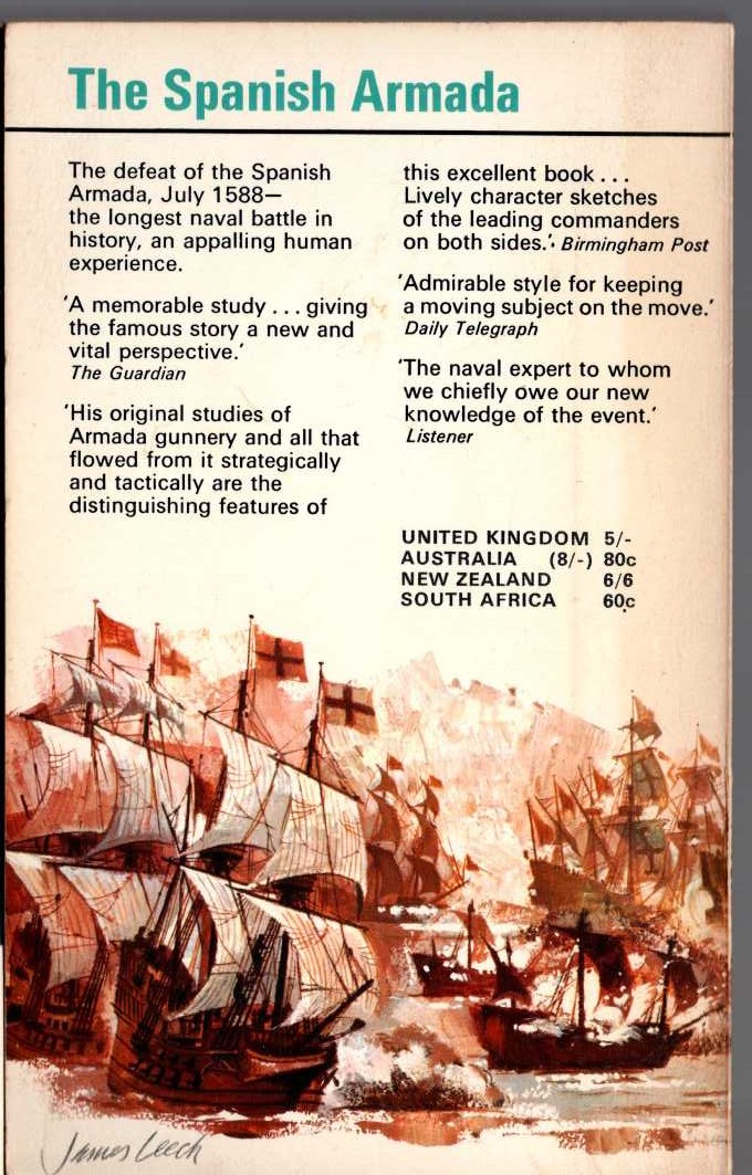 Michael Lewis  THE SPANISH ARMADA magnified rear book cover image