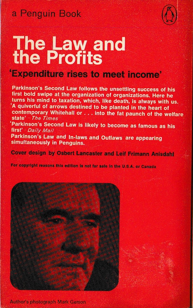 C. Northcote Parkinson  THE LAW AND THE PROFITS magnified rear book cover image