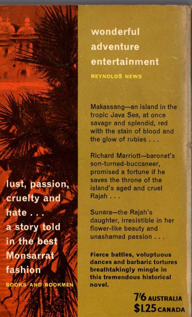 Nicholas Monsarrat  THE WHITE RAJAH magnified rear book cover image