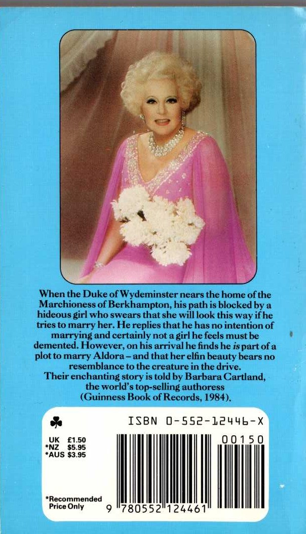 Barbara Cartland  THE STORMS OF LOVE magnified rear book cover image