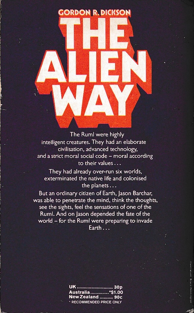 Gordon R. Dickson  THE ALIEN WAY magnified rear book cover image