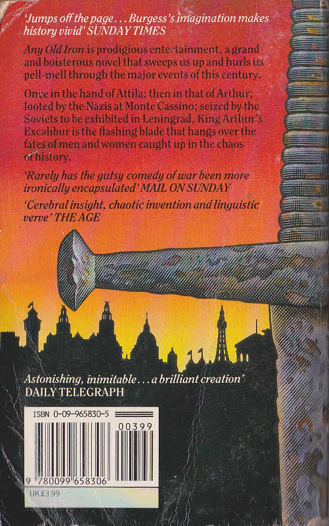 Anthony Burgess  ANY OLD IRON magnified rear book cover image