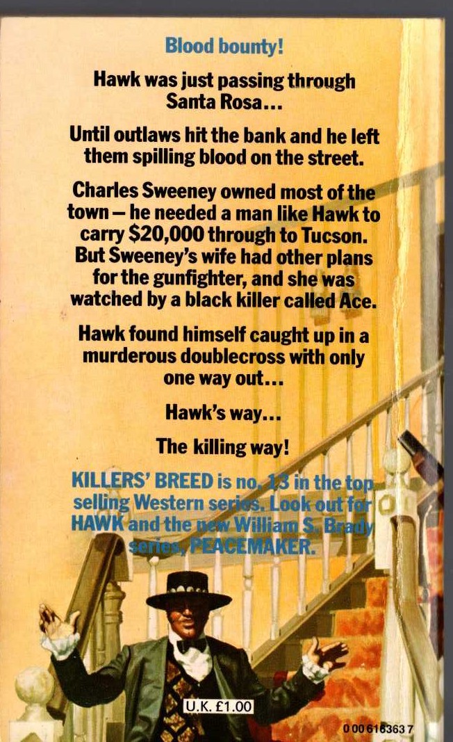 William S. Brady  HAWK 13: KILLERS' BREED magnified rear book cover image
