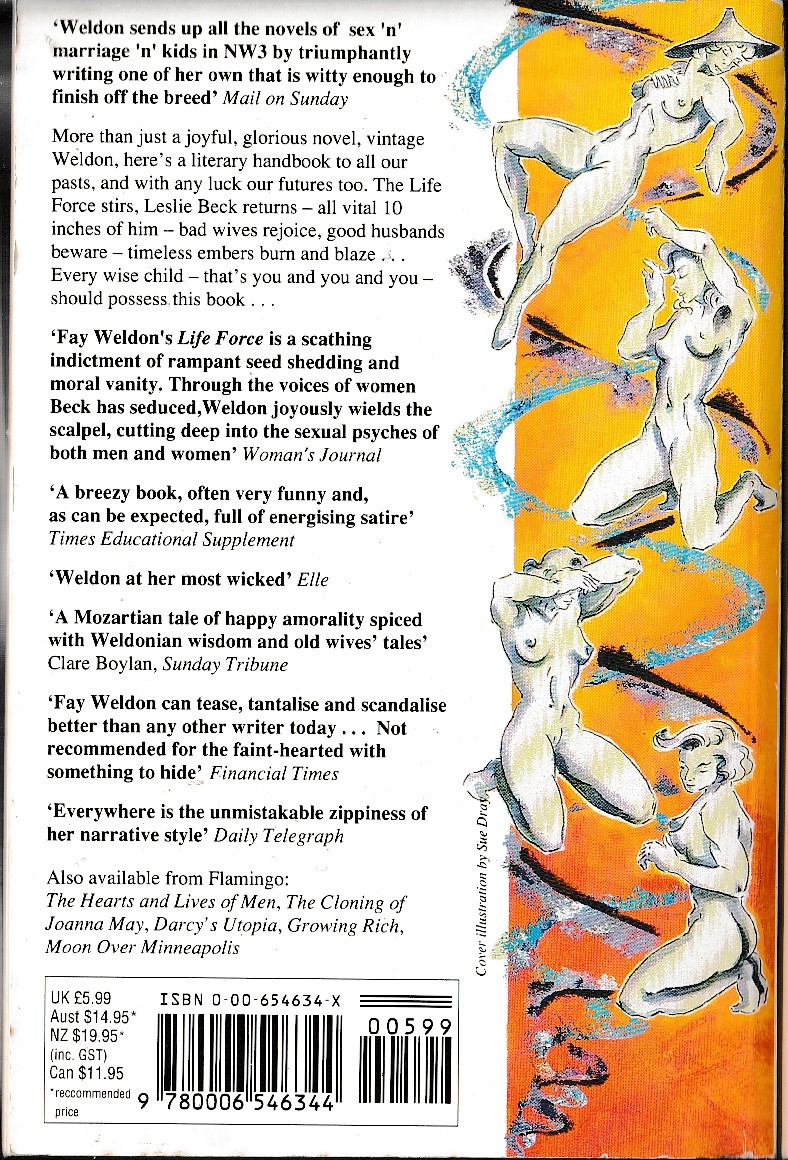 Fay Weldon  LIFE FORCE magnified rear book cover image
