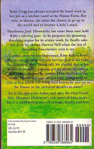 Margaret Dickinson  CHAFF UPON THE WIND magnified rear book cover image