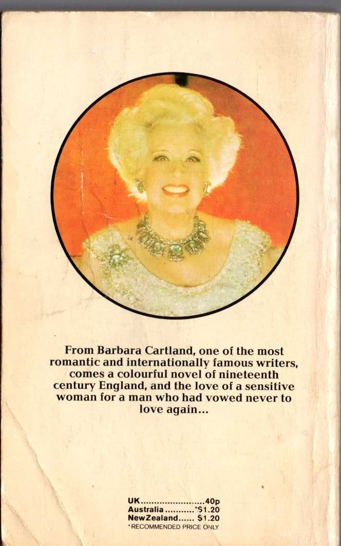 Barbara Cartland  A SWORD TO THE HEART magnified rear book cover image