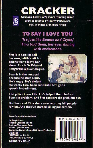 Molly Brown  CRACKER: TO SAY I LOVE YOU (Robbie Coltrane) magnified rear book cover image