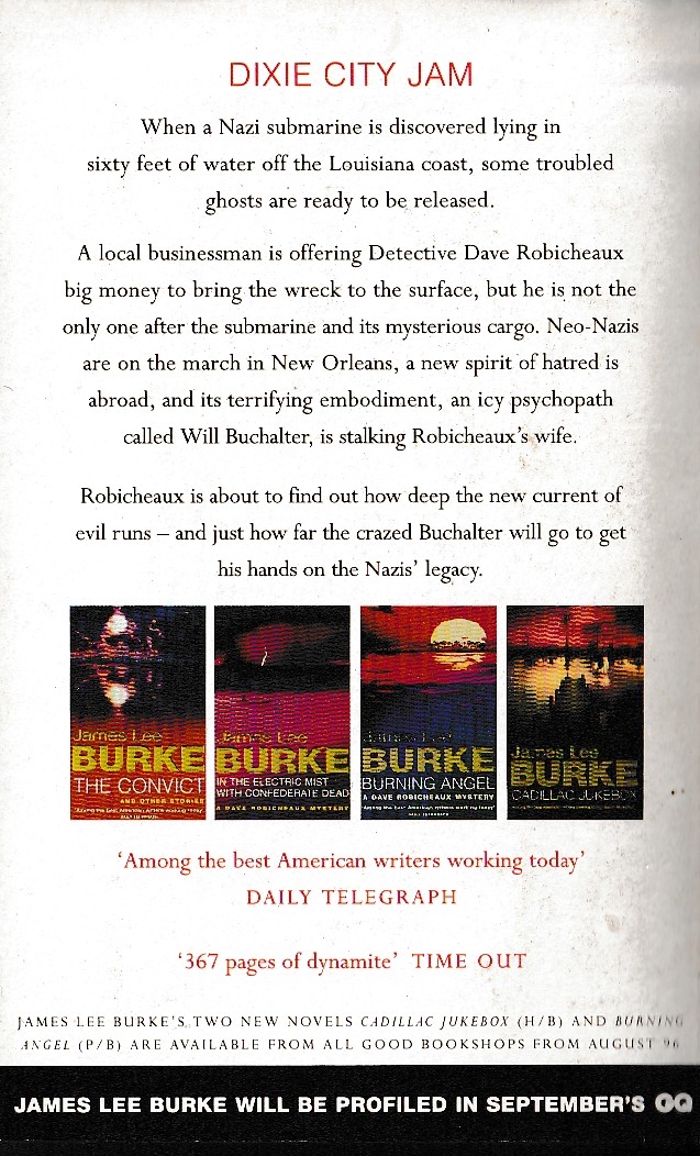 James Lee Burke  DIXIE CITY JAM magnified rear book cover image