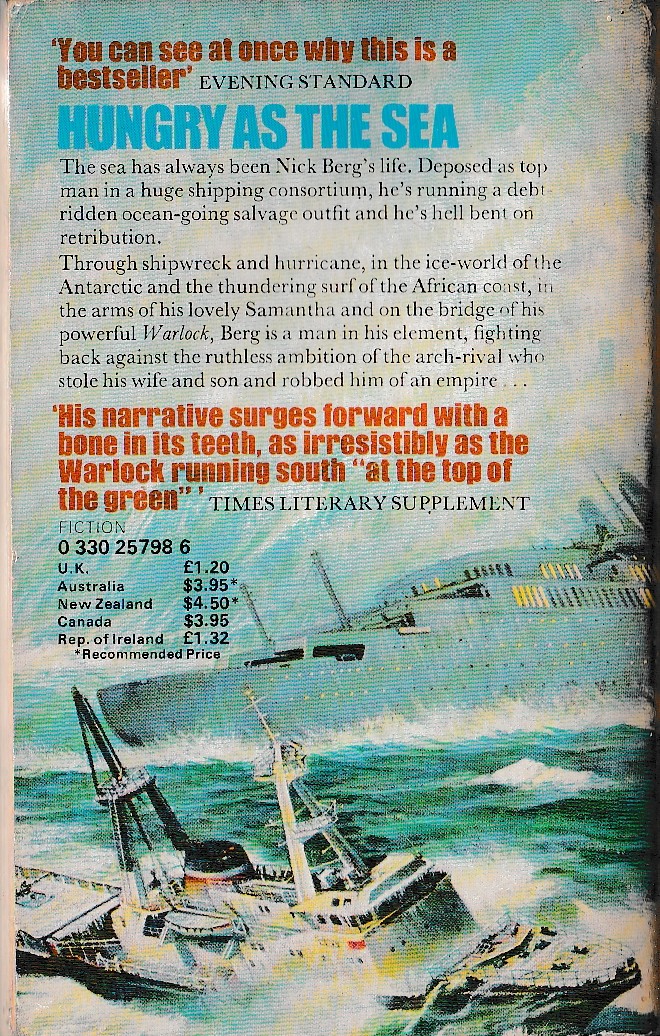Wilbur Smith  HUNGRY AS THE SEA magnified rear book cover image
