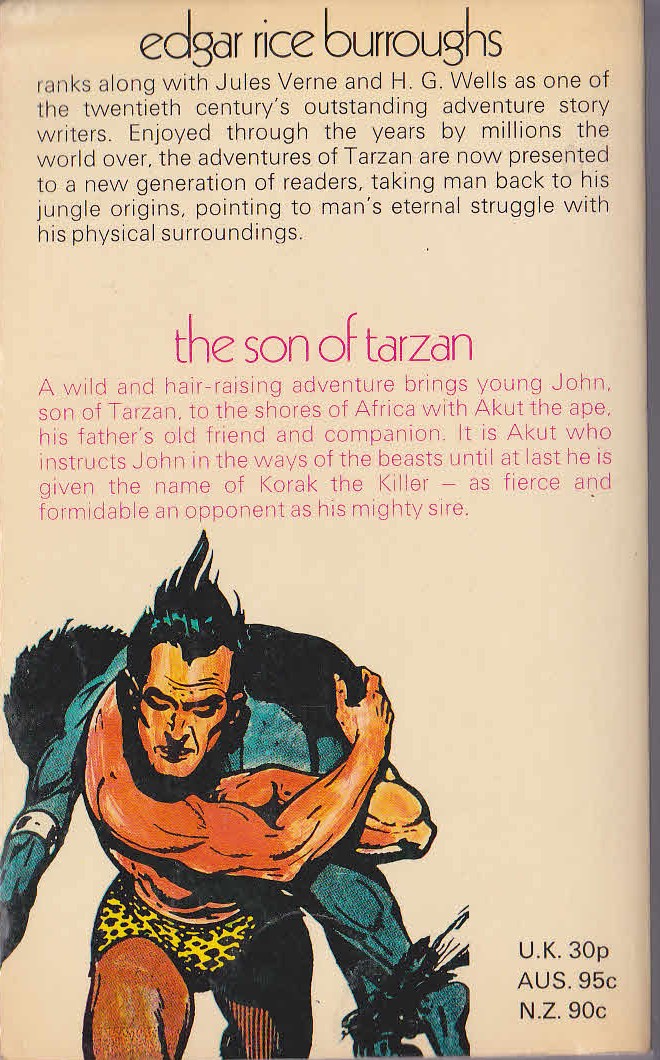 Edgar Rice Burroughs  THE SON OF TARZAN magnified rear book cover image