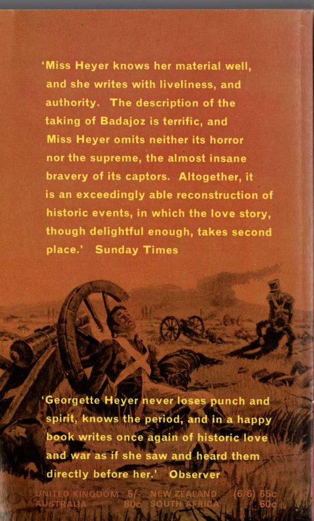 Georgette Heyer  THE SPANISH BRIDE magnified rear book cover image