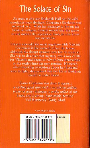 Catherine Cookson  THE SOLACE OF SIN magnified rear book cover image