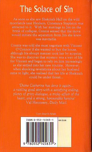 Catherine Cookson  THE SOLACE OF SIN magnified rear book cover image