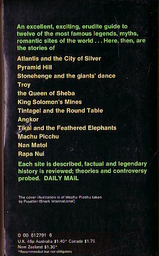 CITADELS OF MYSTERY. Unsolved Puzzles of Archaeology magnified rear book cover image