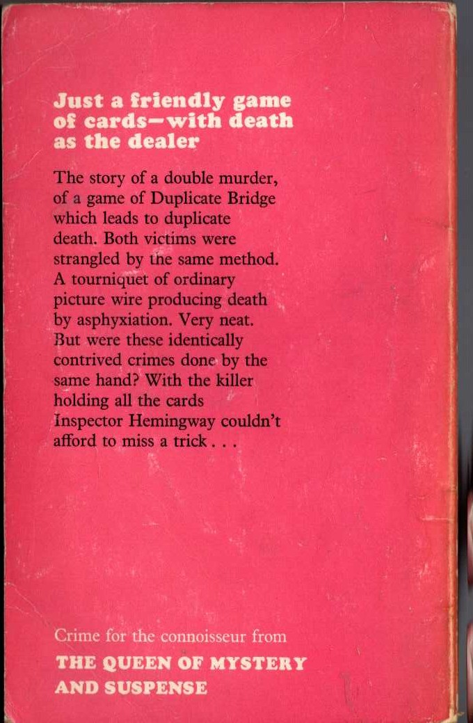 Georgette Heyer  DUPLICATE DEATH magnified rear book cover image