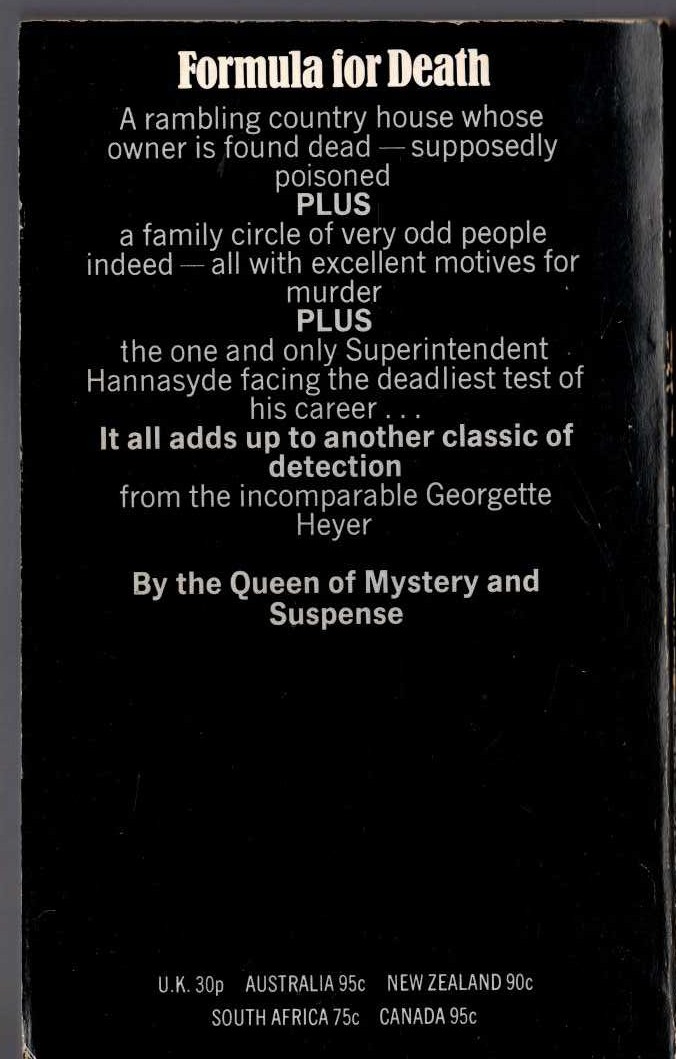 Georgette Heyer  BEHOLD, HERE'S POISON magnified rear book cover image
