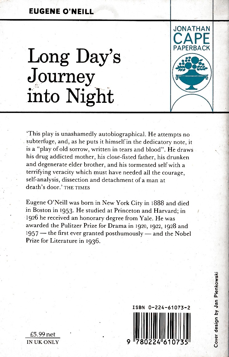 Eugene O'Neill  LONG DAY'S JOURNEY NIGHT magnified rear book cover image